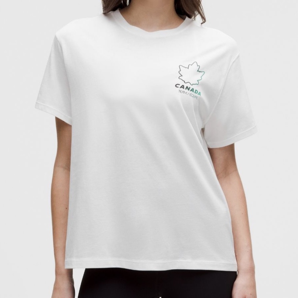 NWT Lululemon Team Canada Women’s Cotton Jersey T-Shirt *COC Logo
White
